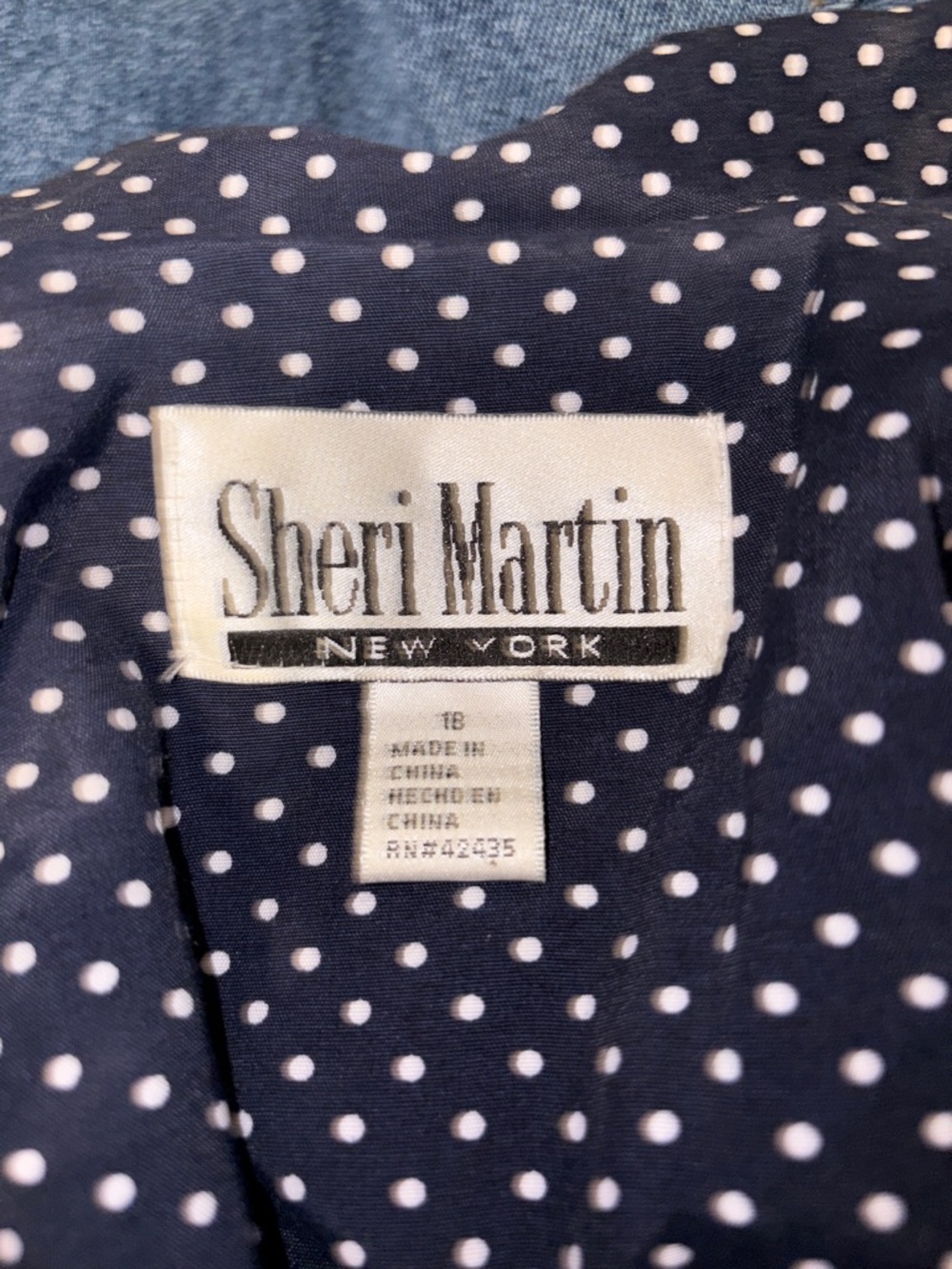 Vintage 90s Sheri Martin Polka Dot Maxi Dress | Navy Button Front Collared Dress - Picture 8 of 10